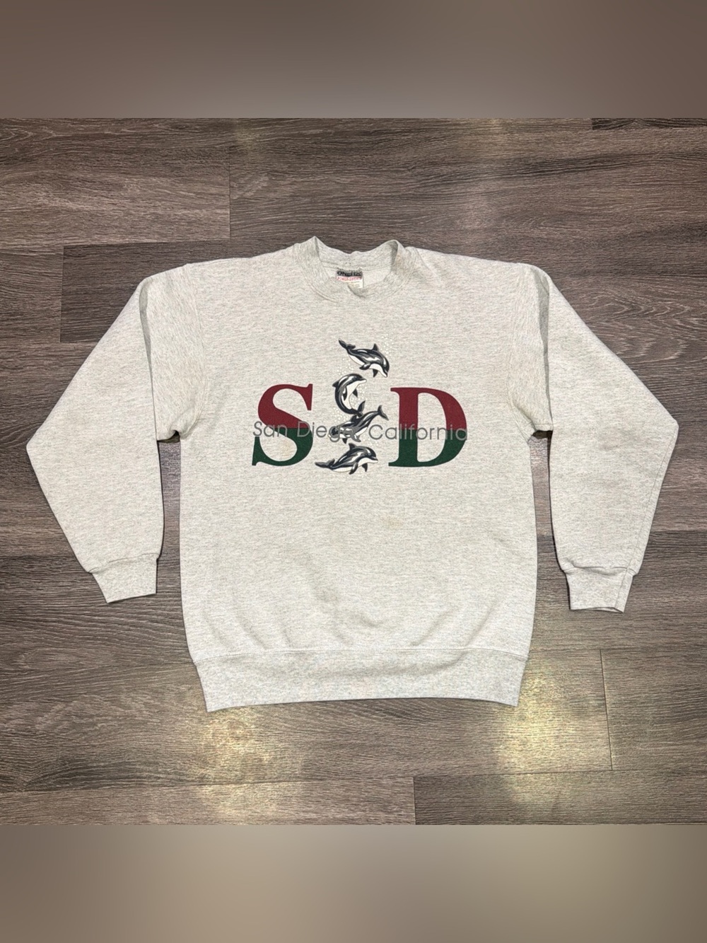 Vintage Oneita Sweatshirt San Diego California Gray Women’s Medium Made In USA
